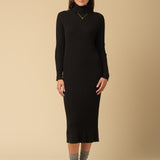 Rib Turtleneck Maxi Dress_Black