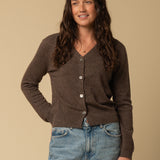 Classic V Neck Cardigan_Mocha