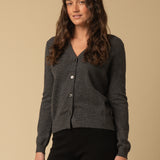 Classic V Neck Cardigan_Graphite