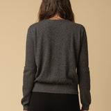 Classic V Neck Cardigan_Graphite