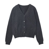 Classic V Neck Cardigan_Graphite