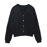 Classic V Neck Cardigan_Black