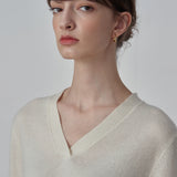 Deep V Neck Sweater_Vintage White