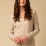 Deep V Neck Sweater_Oatmeal