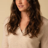 Deep V Neck Sweater_Oatmeal