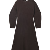 Volume Sleeve A Line Dress_Brown