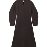 Volume Sleeve A Line Dress_Brown