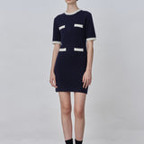 Color Block Shortsleeve Dress_Dark Navy