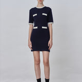 Color Block Shortsleeve Dress_Dark Navy