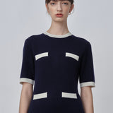 Color Block Shortsleeve Dress_Dark Navy