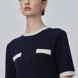 Color Block Shortsleeve Dress_Dark Navy