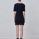 Color Block Shortsleeve Dress_Dark Navy