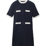 Color Block Shortsleeve Dress_Dark Navy