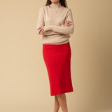 Straight Midi Skirt_Red