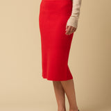 Straight Midi Skirt_Red