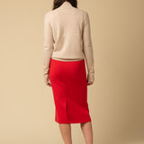 Straight Midi Skirt_Red